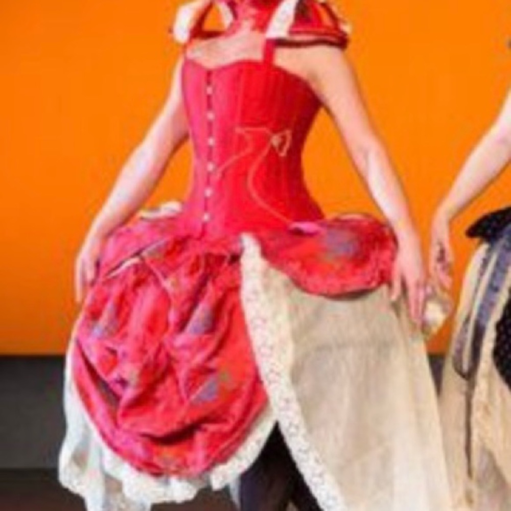 Victorian Red and Gold Cage Dress